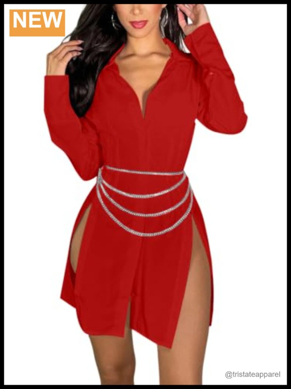 Women's Long Sleeve Button Down Shirt Dress Ruched Slit Elegant Silk Feel Date